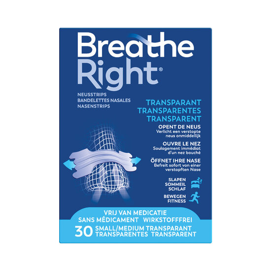Breathe Right Clear neusstrips voor de gevoelige huid
