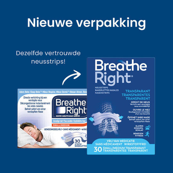 Breathe Right Clear neusstrips voor de gevoelige huid