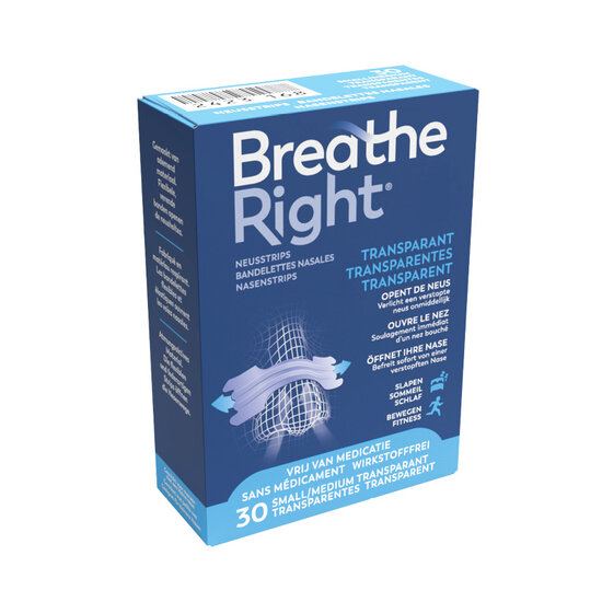 Breathe Right Clear neusstrips voor de gevoelige huid